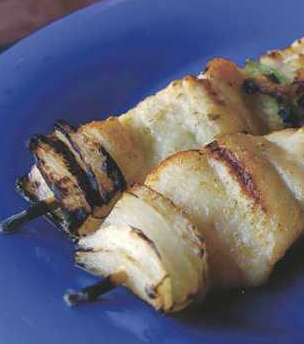 Garlic Halibut Skewers