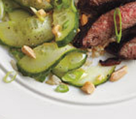 Spicy Beef Flank Steak With Fresh Cucumber Salad